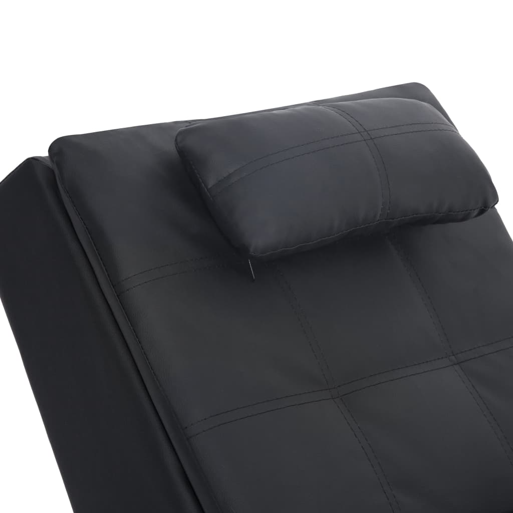 Chaise longue de massage avec oreiller Noir Similicuir