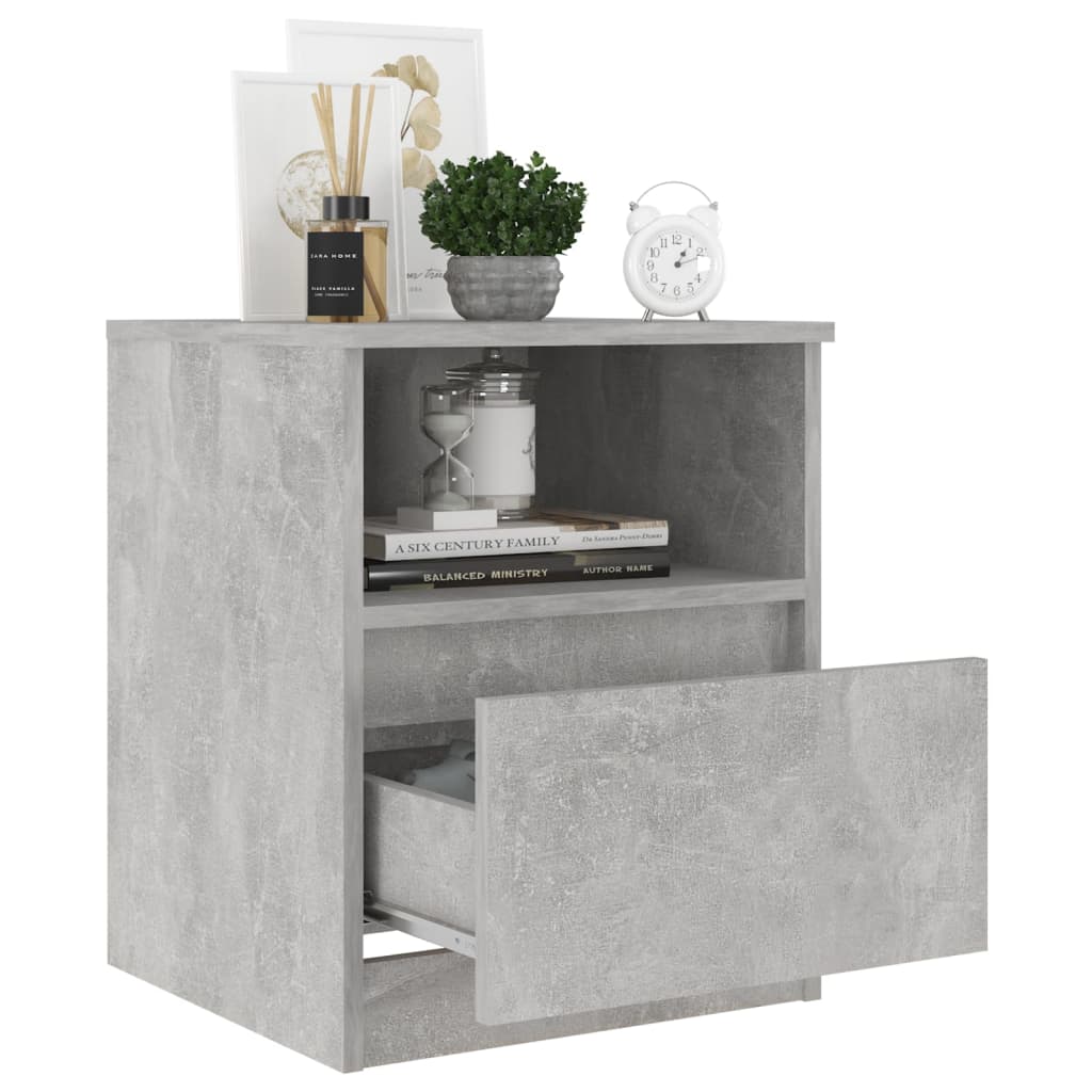Bed Cabinet Concrete Grey 40x40x50 cm Engineered Wood