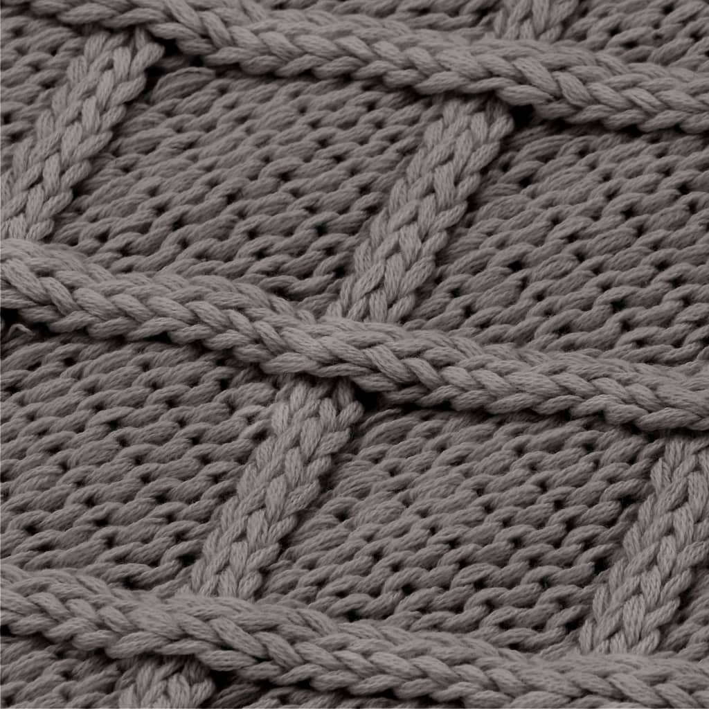 Knitted Throw Blanket Cotton 130x171 cm Plaid Design Grey