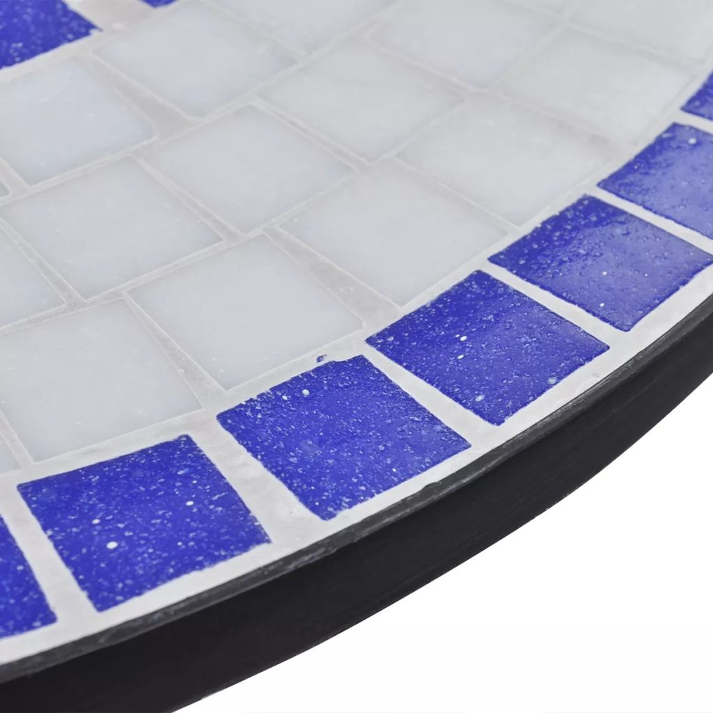 Bistrotisch Blau und Weiss 60 cm Mosaik