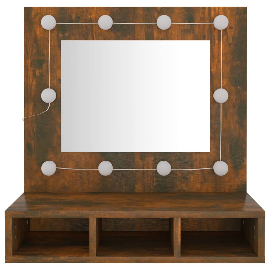 Armoire à miroir avec LED Chêne fumé 60x31,5x62 cm