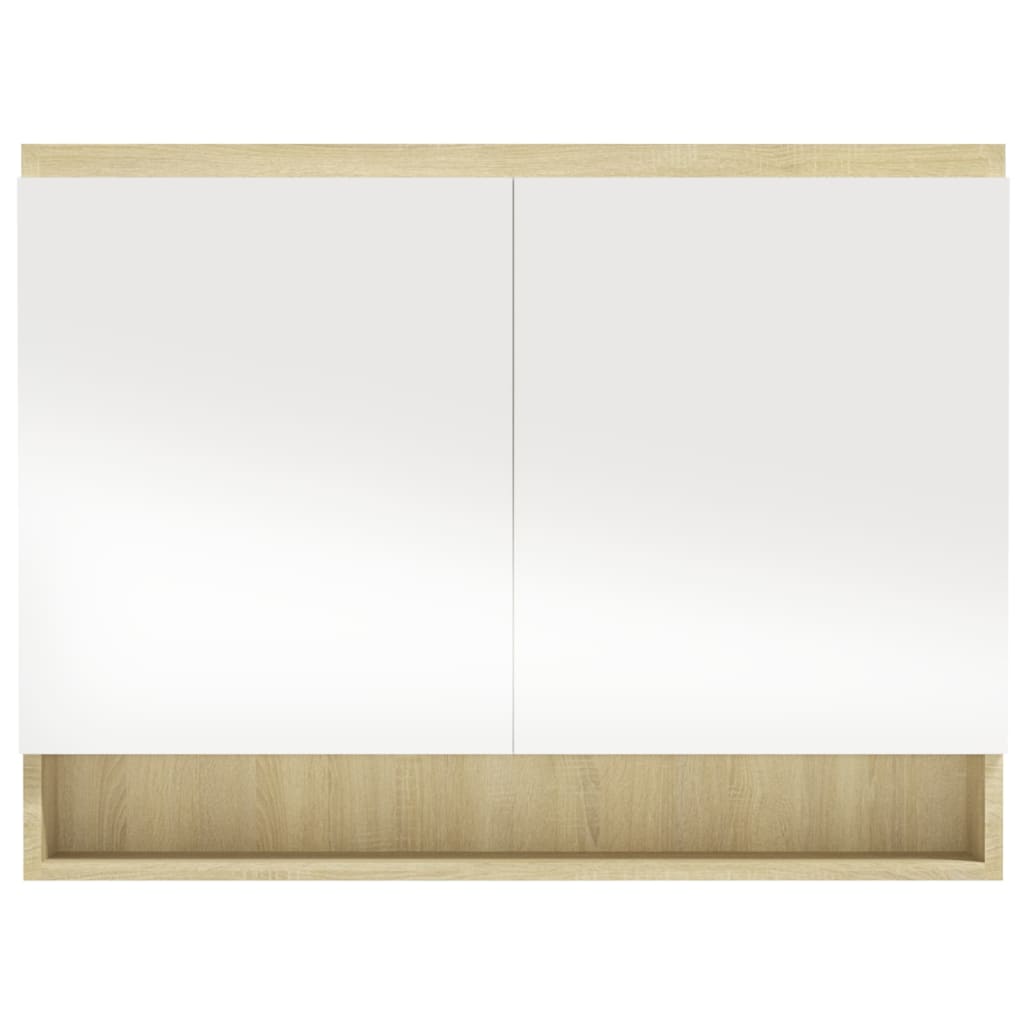 Bathroom Mirror Cabinet 80x15x60 cm MDF White and Oak