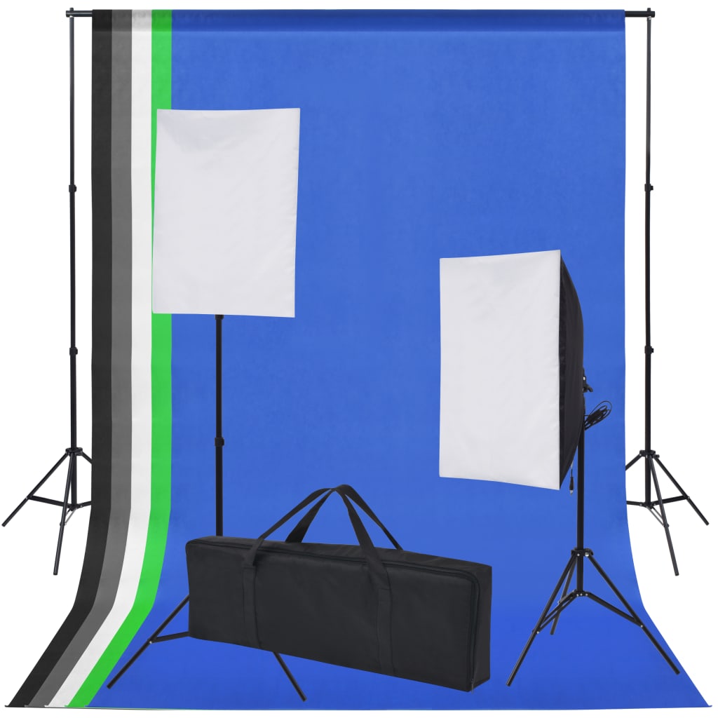 Fotostudio-Set 5 farbige Hintergründe & 2 Softboxen