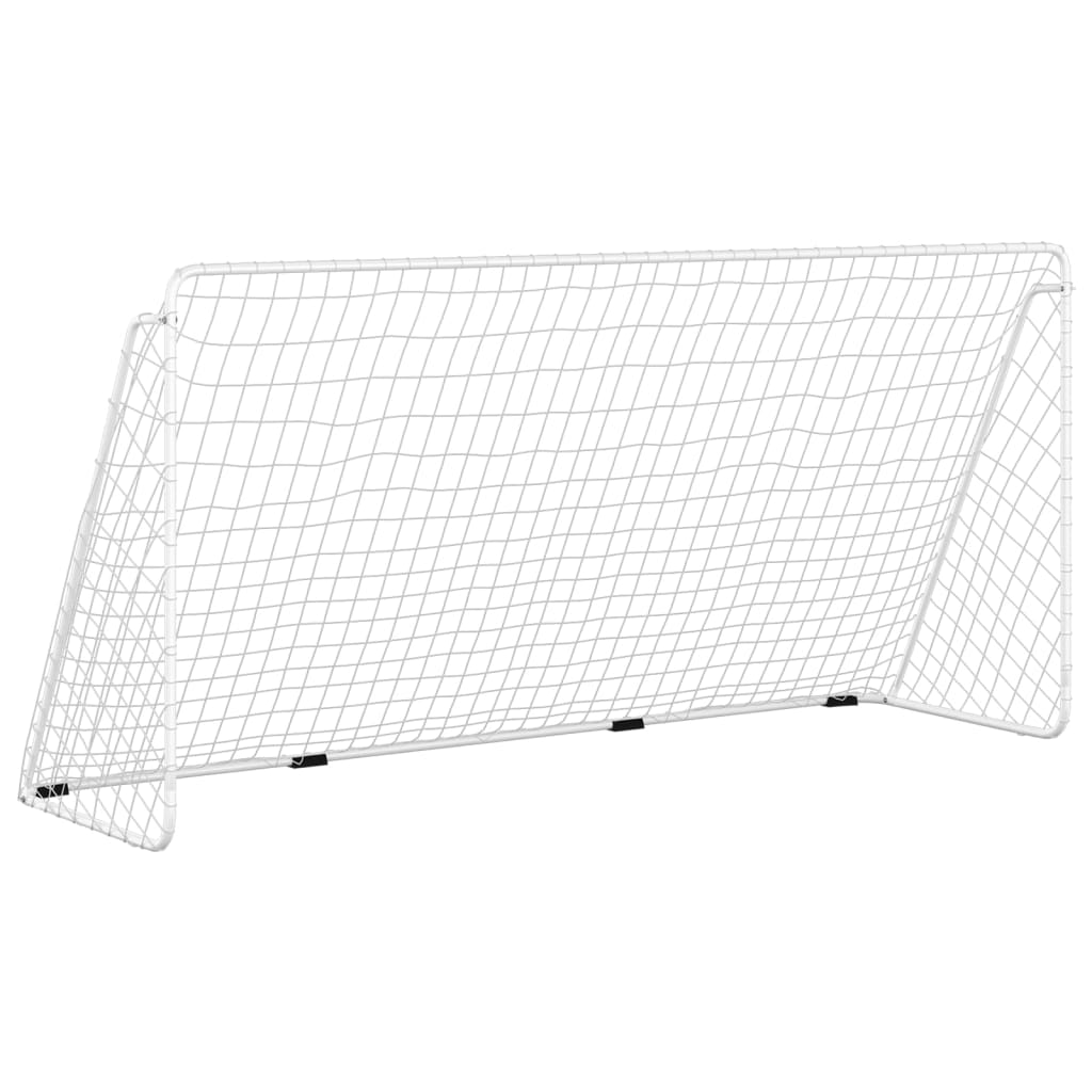 Fussballtor mit Netz Weiss 366x122x182 cm Stahl