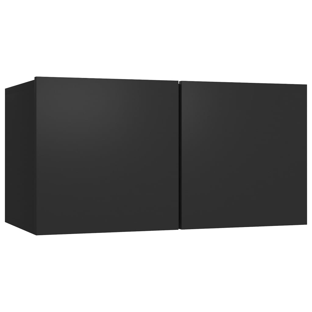 10 Piece TV Cabinet Set Black Engineered Wood