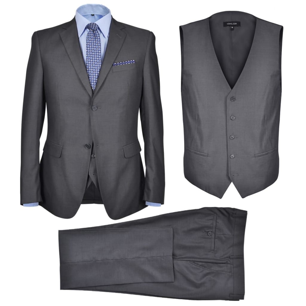 3 Piece Men's Business Suit Size 56 Anthracite Grey