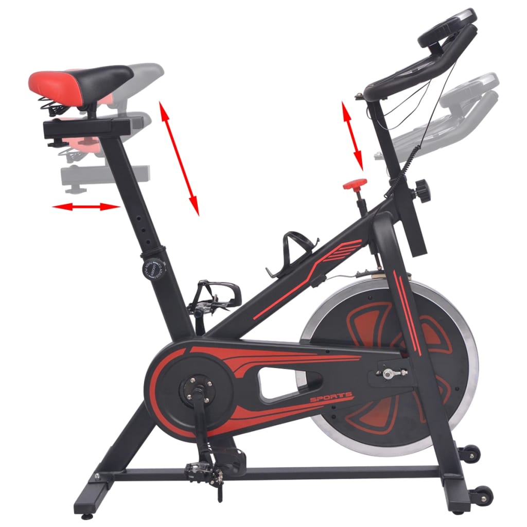 Exercise Training Bike with Pulse Sensors Black and Red