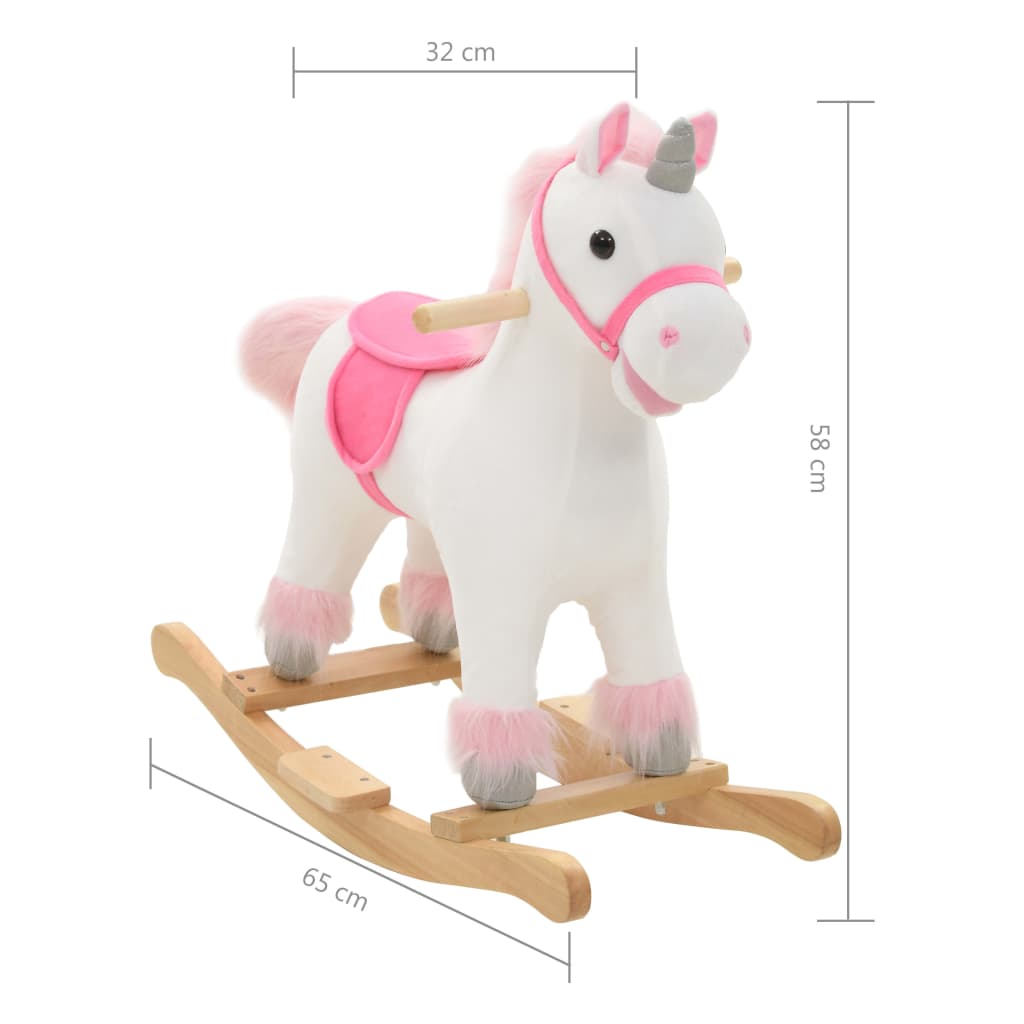 80219 Rocking Animal Unicorn Plush 65x32x58 cm White and Pink