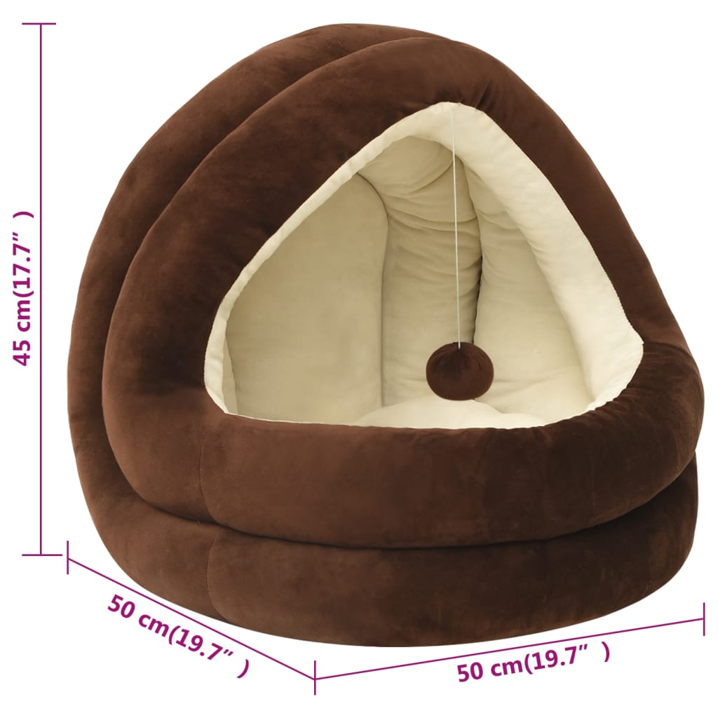 Cat Bed 50x50x45 cm Brown and Cream