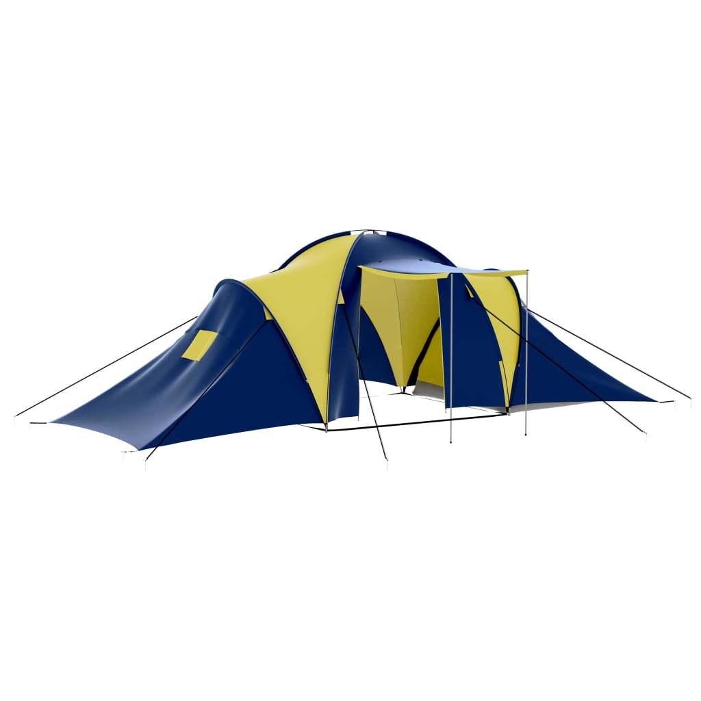 Campingzelt 9 Personen Stoff Blau/Gelb