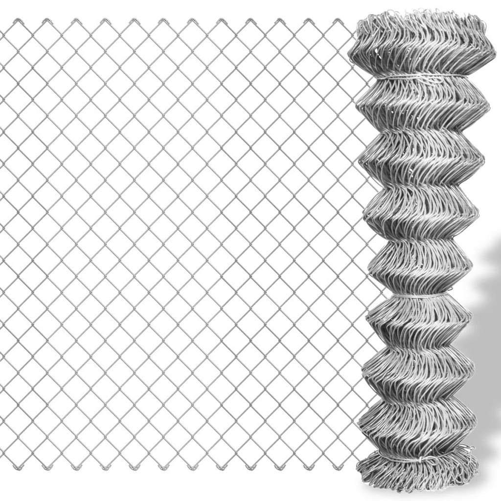 Chain Link Fence Galvanised Steel 15x0.8 m Silver