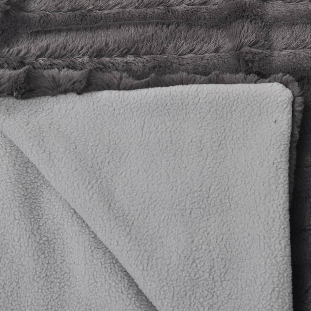 Grey Artificial Fur Throw Blanket 150 x 200 cm