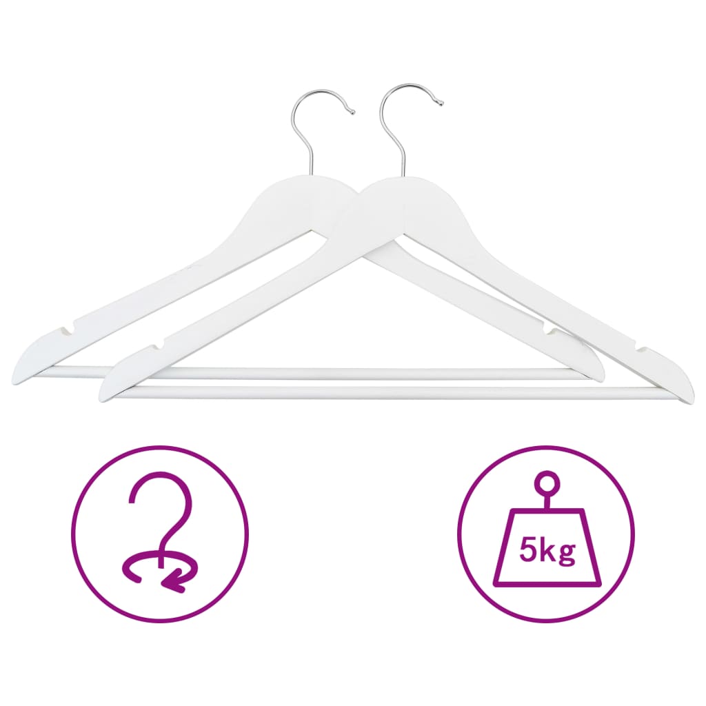 50 pcs Clothes Hanger Set Non-slip White Hardwood