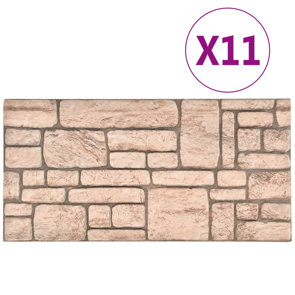 3D Wall Panels with Beige Brick Design 11 pcs EPS