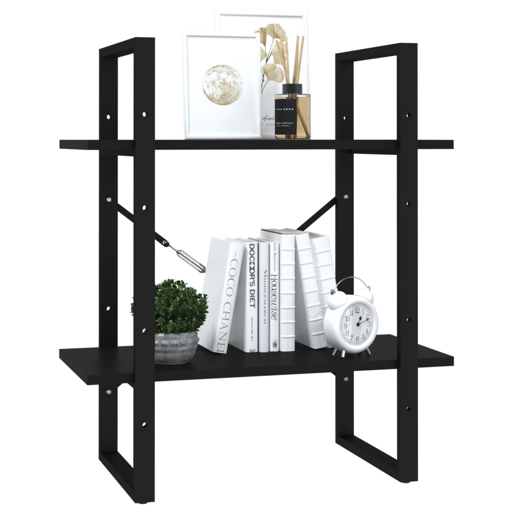 2-Tier Book Cabinet Black 60x30x70 cm Engineered Wood