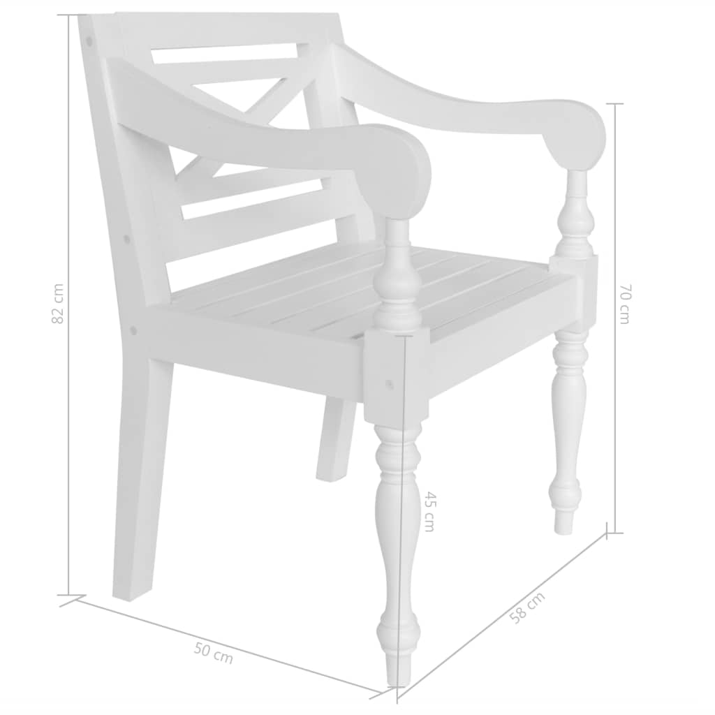Batavia-Stühle 2 Stk. Weiss Mahagoni Massivholz