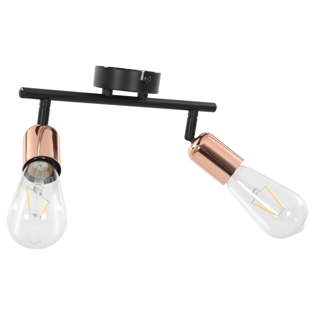 2-Way Spot Light with Filament Bulbs 2 W Black and Copper E27