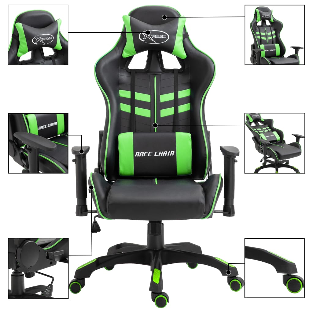 Gaming Chair Green Faux Leather