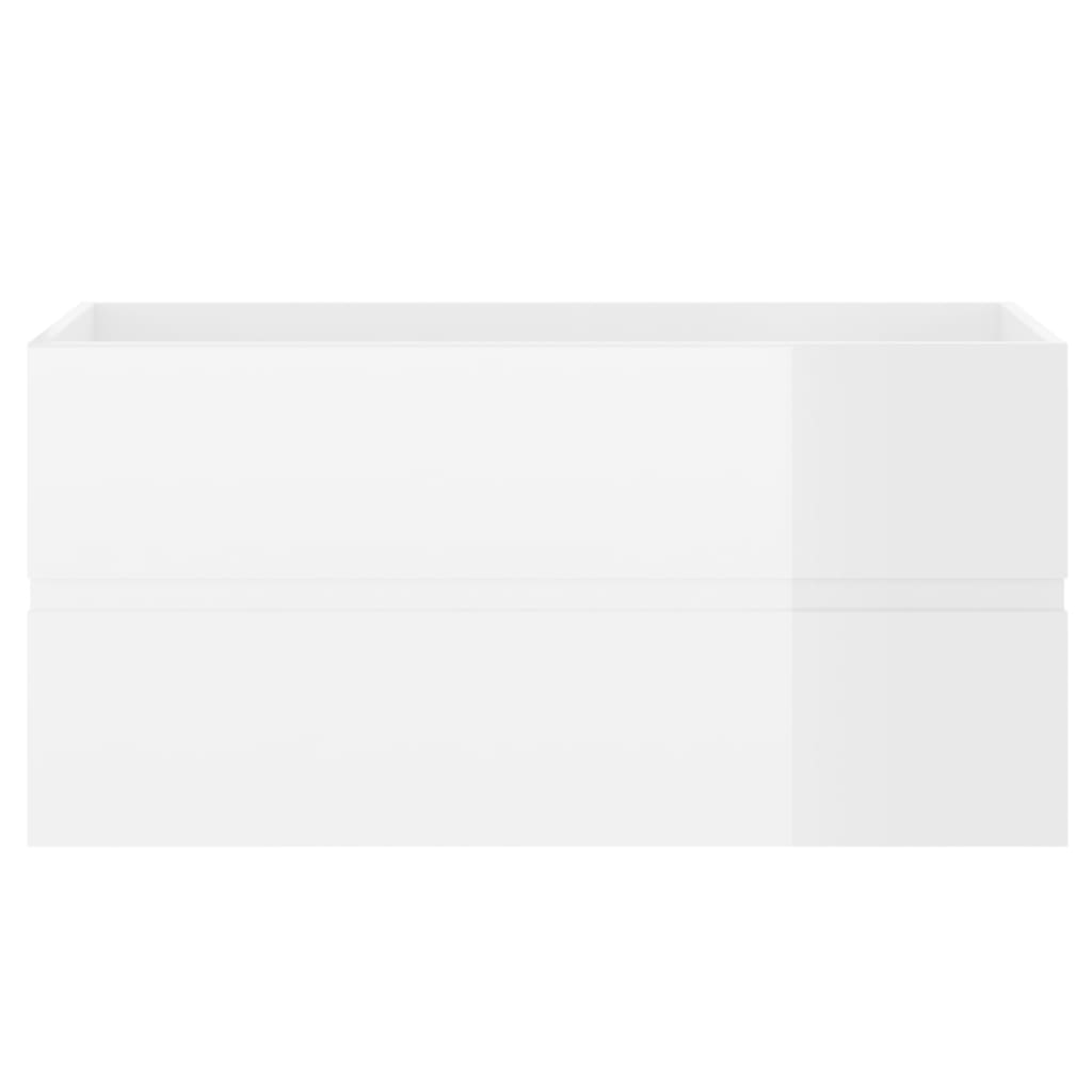 Armoire d'évier Blanc brillant 90x38,5x45 cm Bois d'ingénierie