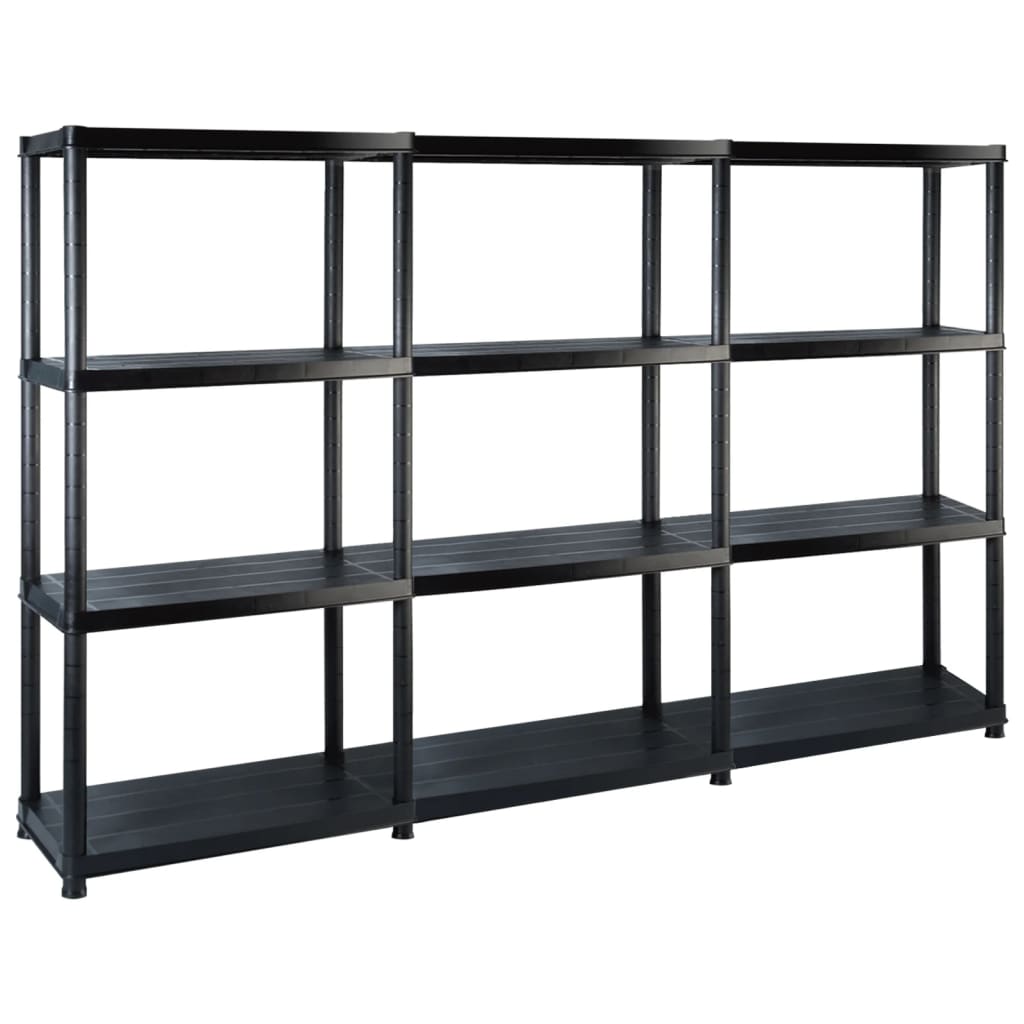 Storage Shelf 4-Tier Black 183x30.5x130 cm Plastic