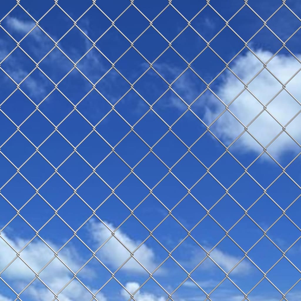 Chain Link Fence with Posts Spike Galvanised Steel 25x0.8 m
