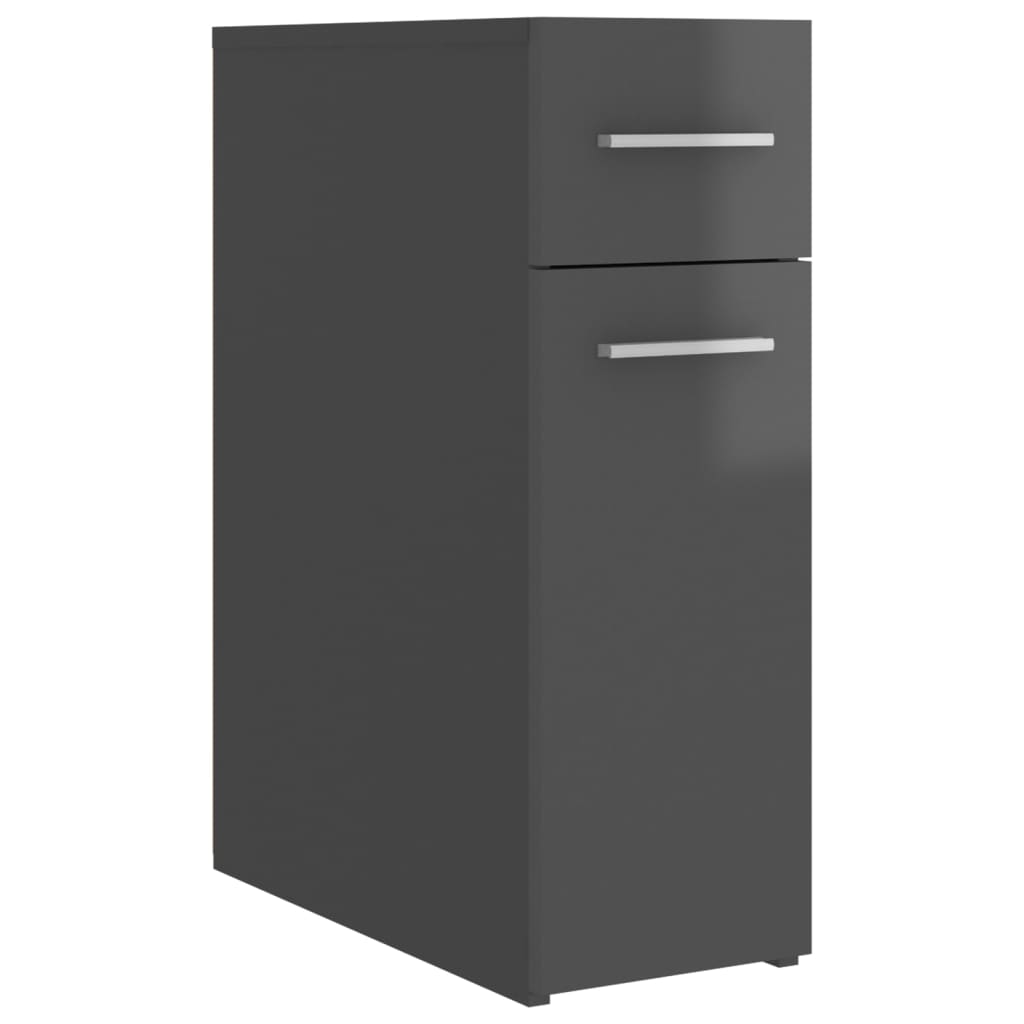 Apothecary Cabinet High Gloss Grey 20x45.5x60 cm Engineered Wood