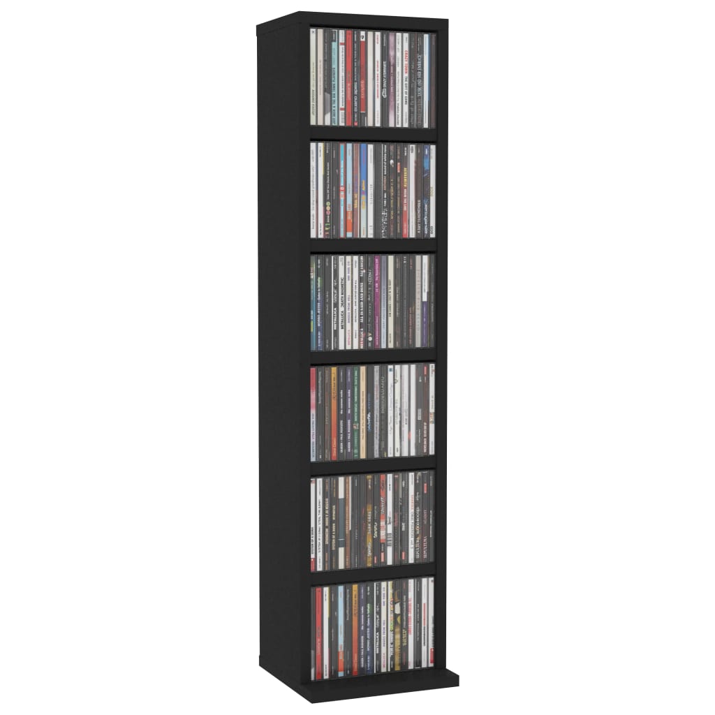 CD Cabinet Black 21x20x88 cm Engineered Wood