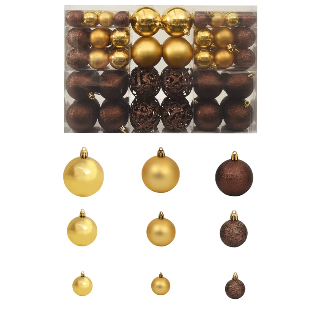 100-tlg. Weihnachtskugel-Set 3/4/6 cm Braun/Bronze/Golden
