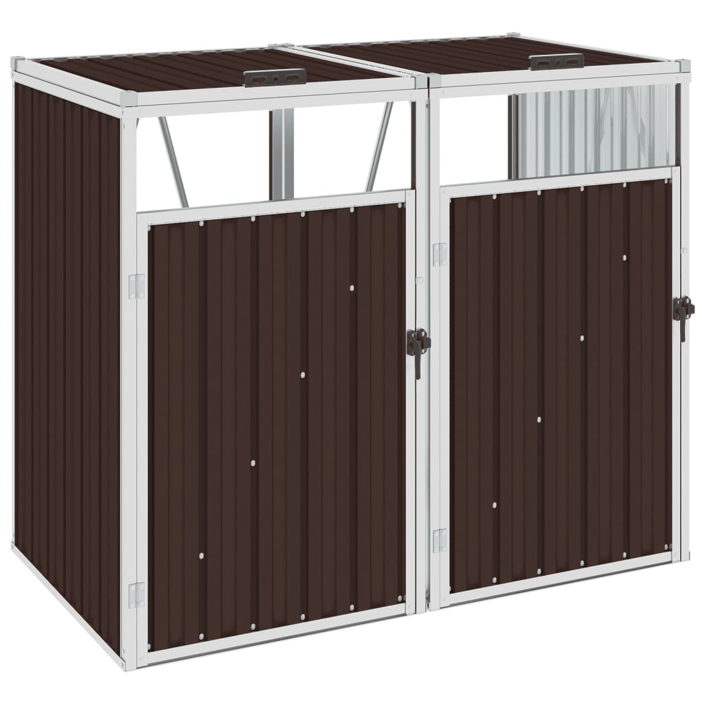 Mülltonnenbox für 2 Mülltonnen Braun 143×81×121 cm Stahl