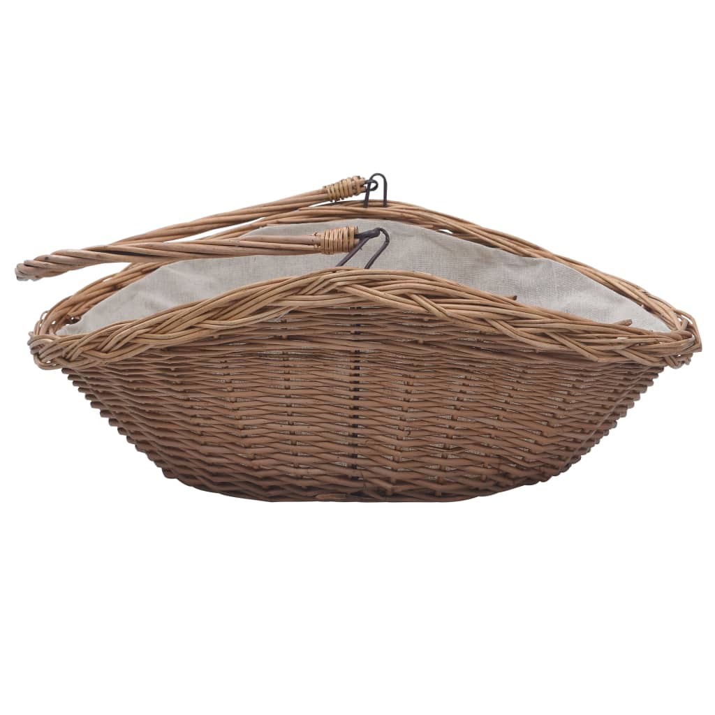 Firewood Basket with Handle 57x46.5x52 cm Brown Willow