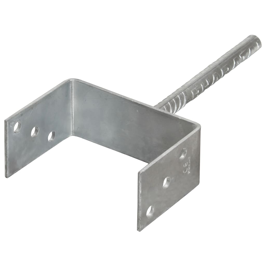 Fence Anchors 2 pcs Silver 14x6x30 cm Galvanised Steel