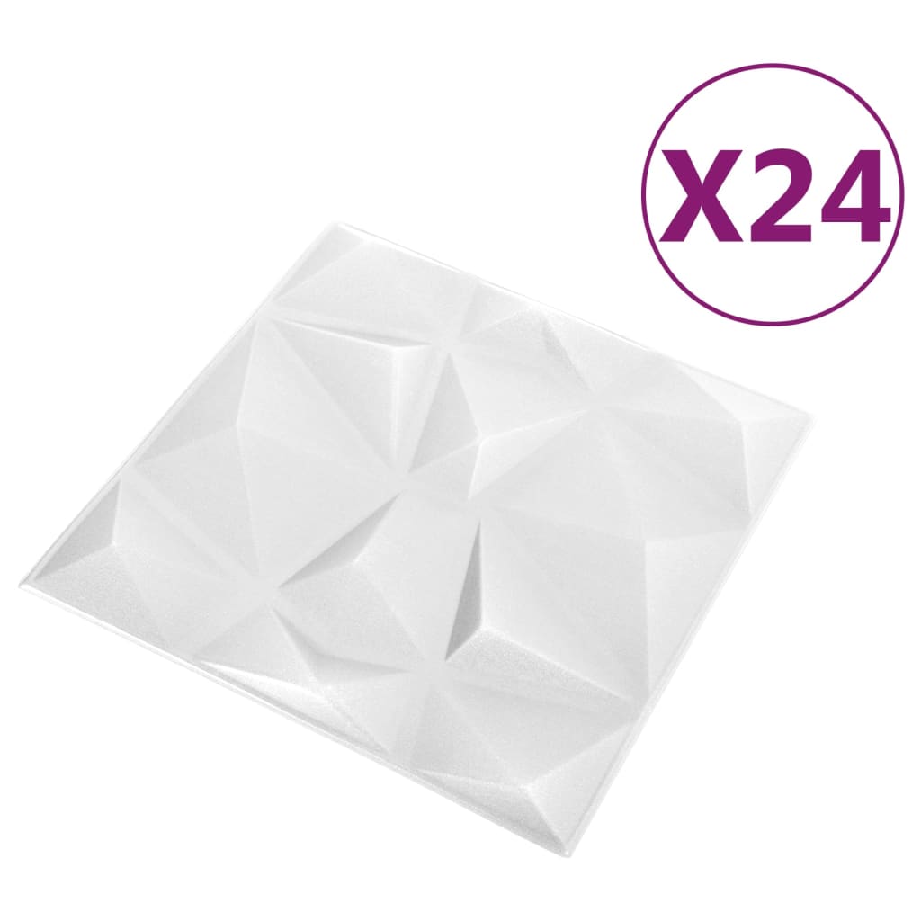 3D-Wandpaneele 24 Stk. 50x50 cm Diamantweiss 6 m²
