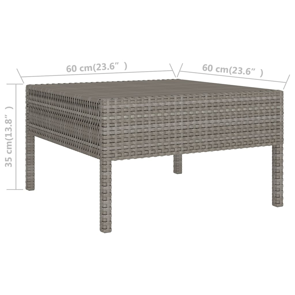 Coffee Table Grey 45x45x40 cm Poly Rattan and Glass