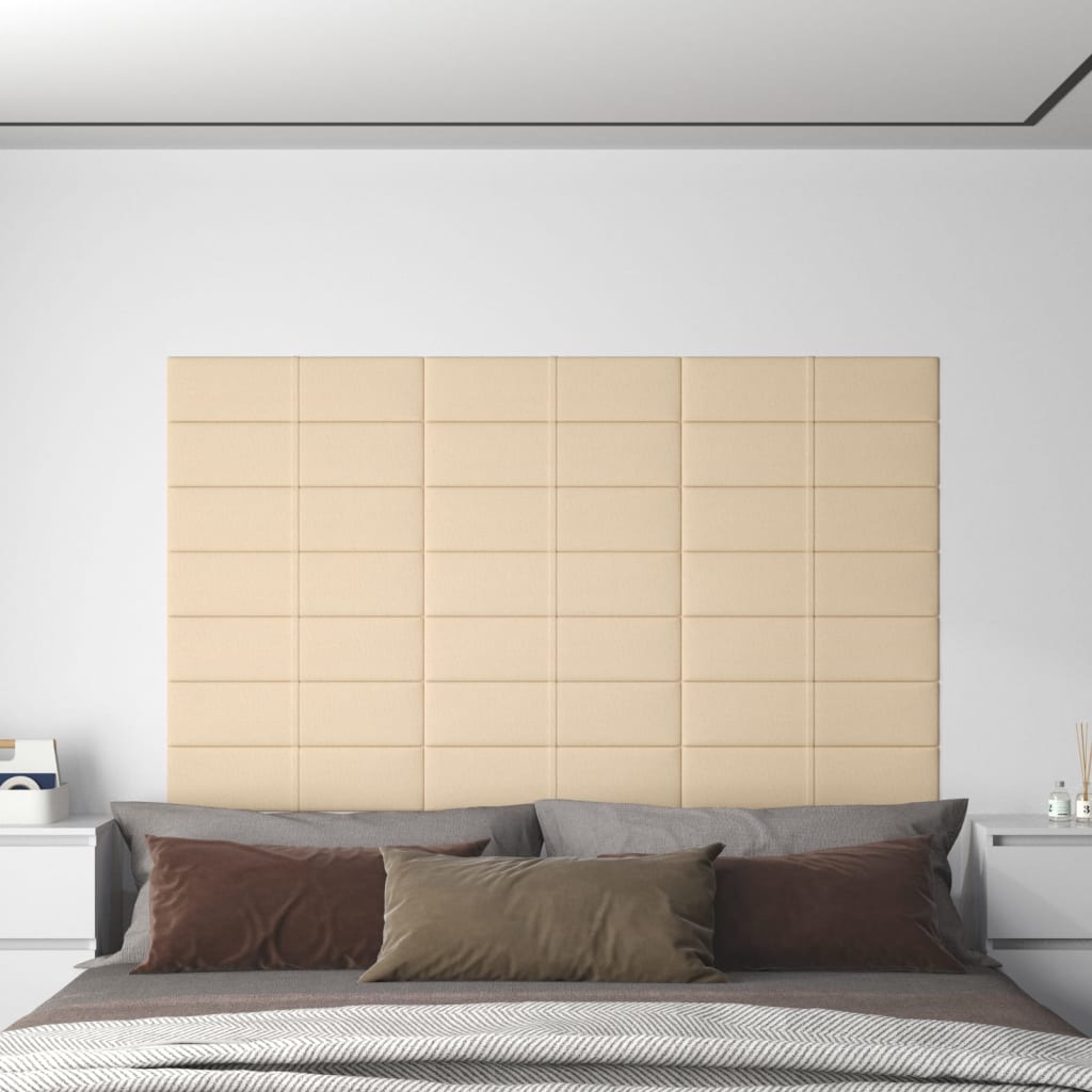 Panneaux muraux 12 pcs Crème 60x15 cm Tissu 1,08 m²