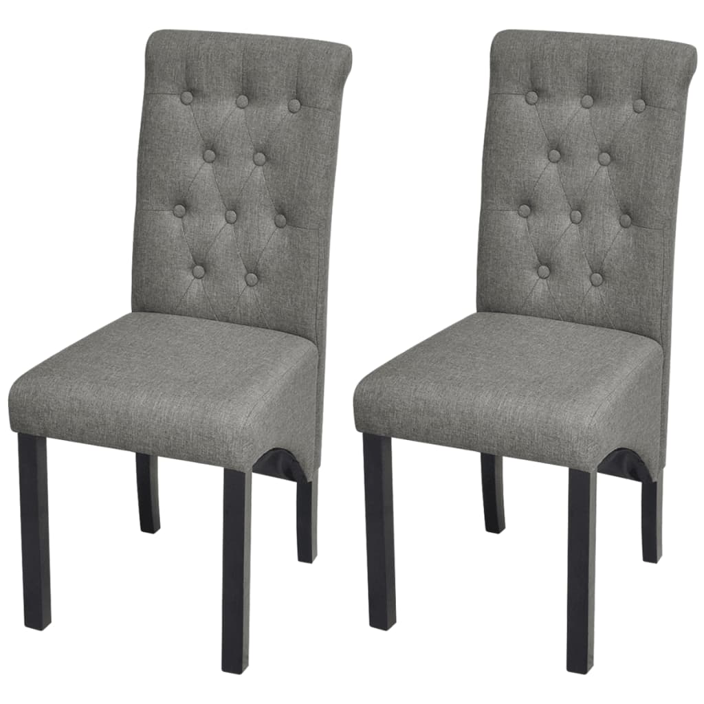 2 Dining Chairs Fabric Upholstery Dark Grey High Back