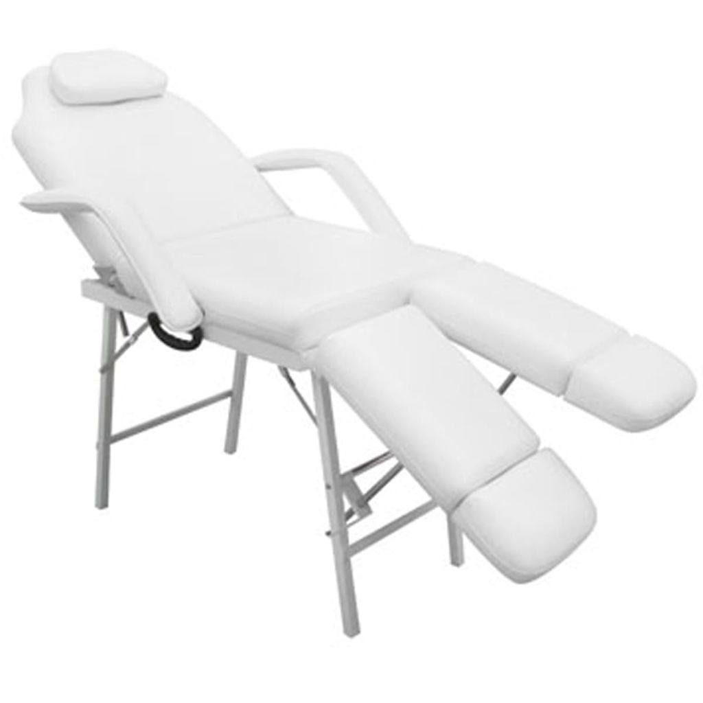 Portable Facial Treatment Chair Faux Leather 185x78x76 cm White