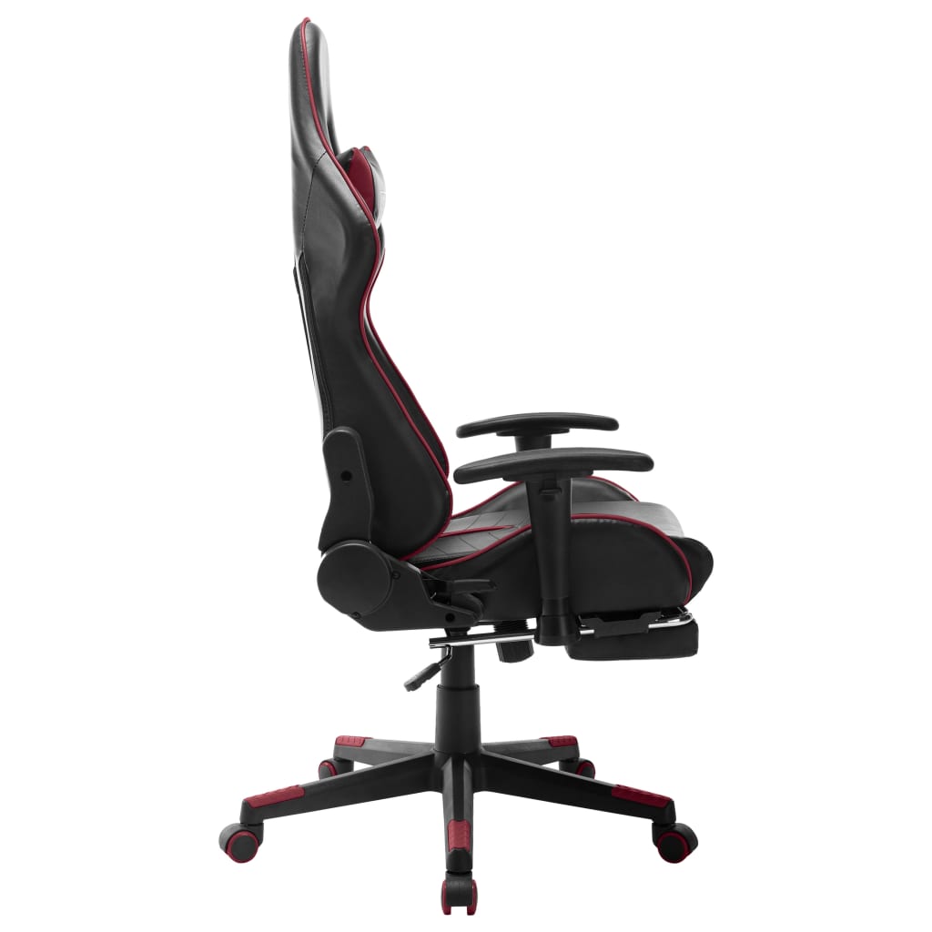 Gaming Chair with Footrest Black and Wine Red Artificial Leather