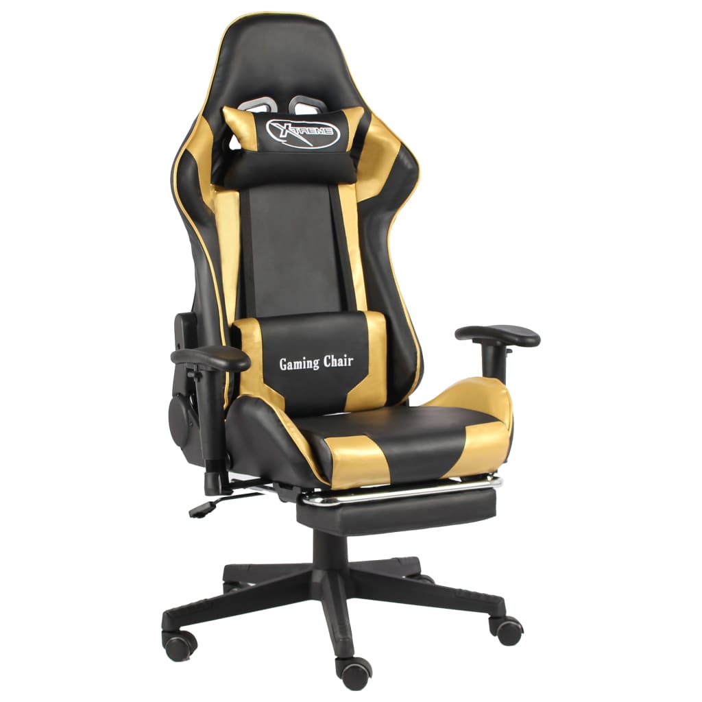 Gaming-Stuhl mit Fussstütze Drehbar Golden PVC