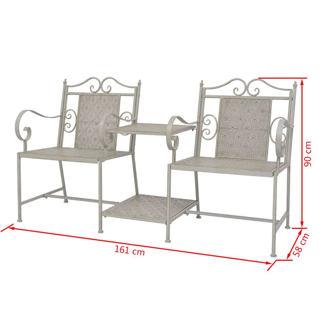 2-Sitzer-Gartenbank 161 cm Stahl Grau