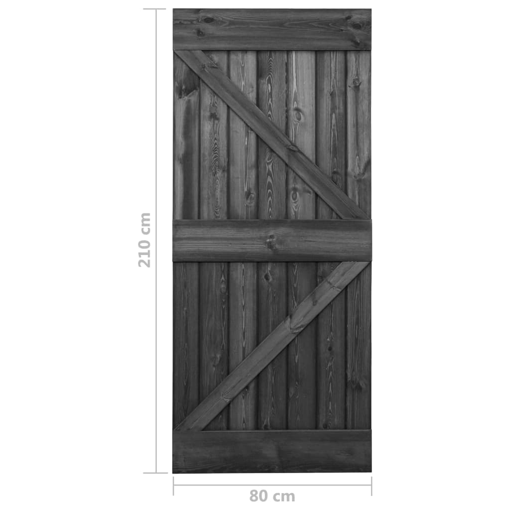 Door 80x210 cm Solid Pine Wood Black