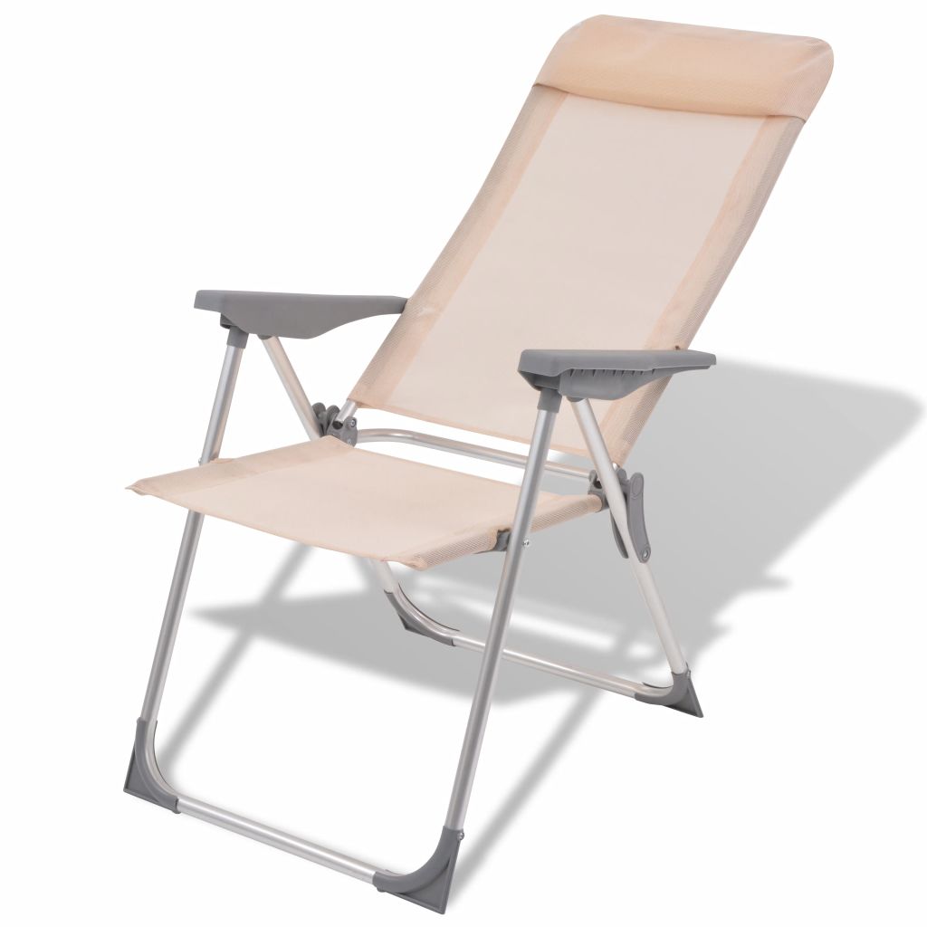 Chaise de camping 4 pcs Crème Aluminium 56 x 60 x 112 cm