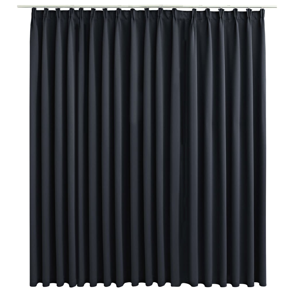 Blackout Curtain with Hooks Black 290x245 cm