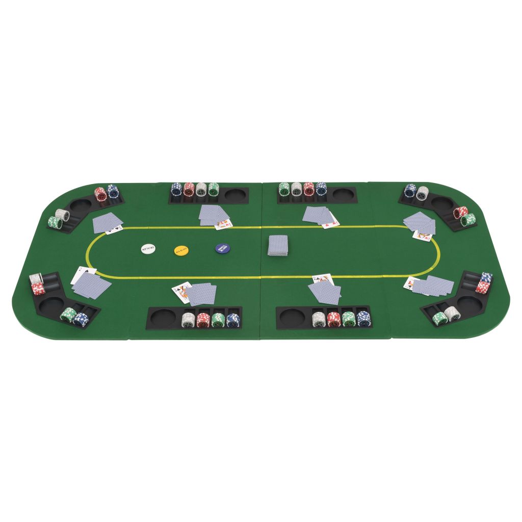 8-Spieler Poker Tischauflage Faltbar 4-fach Rechteckig Grün