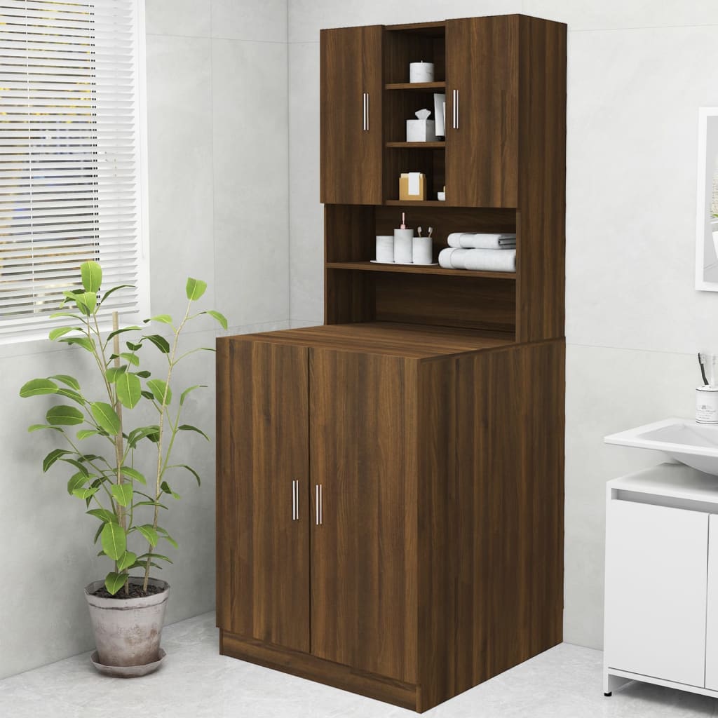 Washing Machine Cabinet Brown Oak 70.5x25.5x90 cm
