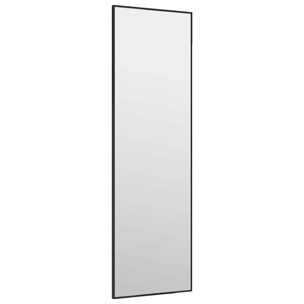 Door Mirror Black 30x100 cm Glass and Aluminium