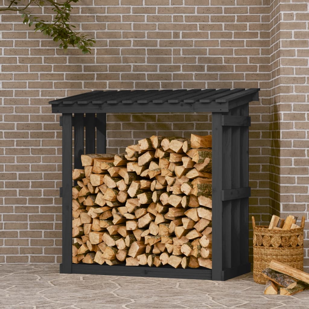 Firewood Rack Grey 108x64.5x109 cm Solid Wood Pine