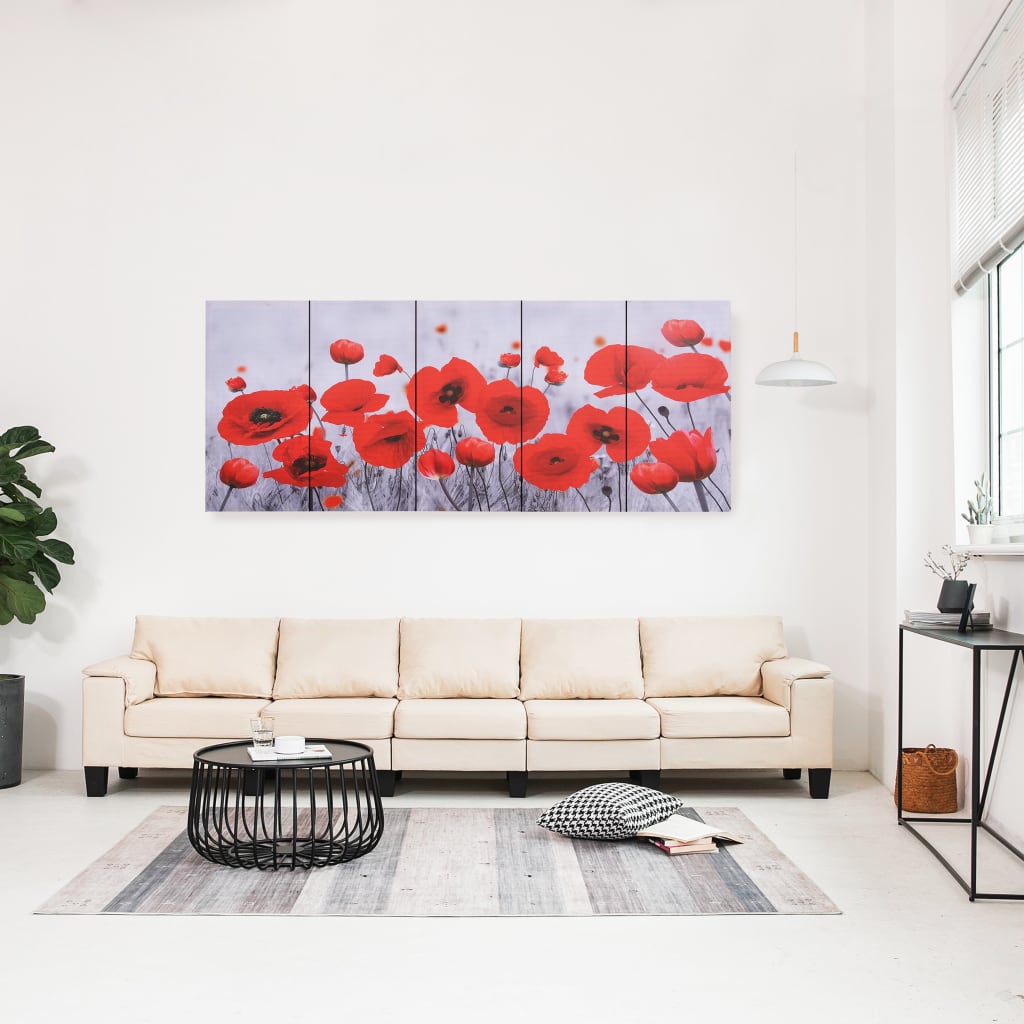 Leinwandbild-Set Blumen Mehrfarbig 200×80 cm