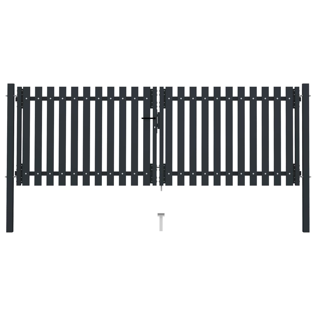 Double Door Fence Gate Steel 306x125 cm Anthracite
