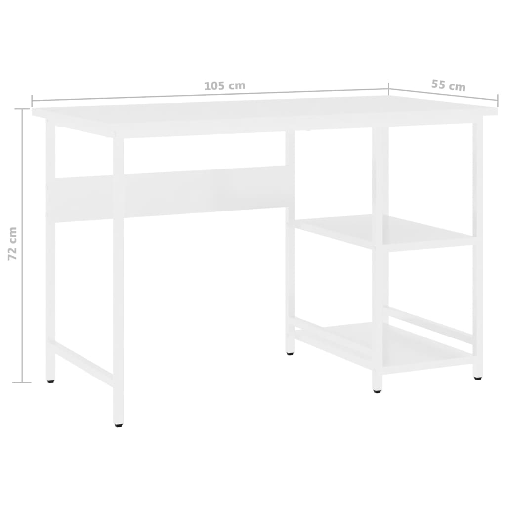 Computertisch Weiss 105x55x72 cm MDF und Metall