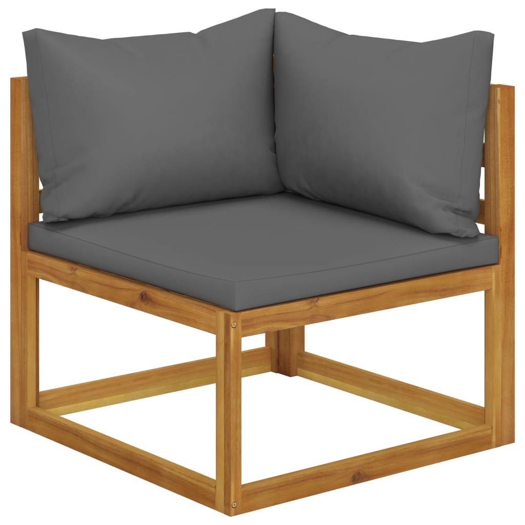 2 Piece Sofa Set with Dark Grey Cushions Solid Acacia Wood